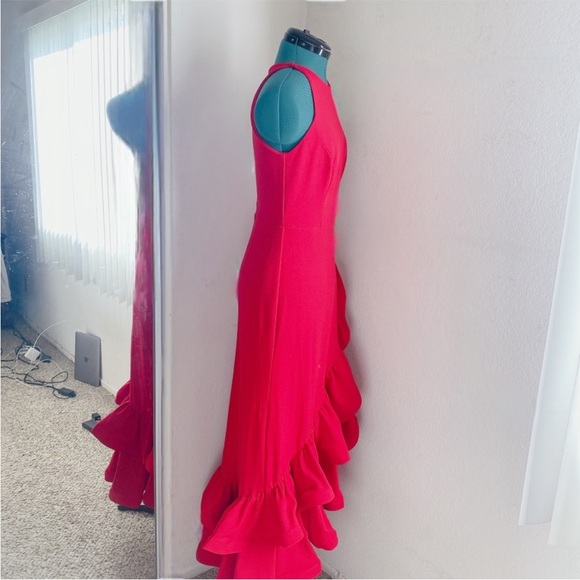 RED BETSY AND ADAM RUFFLE BODYCON SEXY DRESS SZ 8 - Picture 5 of 6
